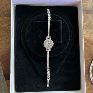Silver Bracelet Watch with Crystal Accents